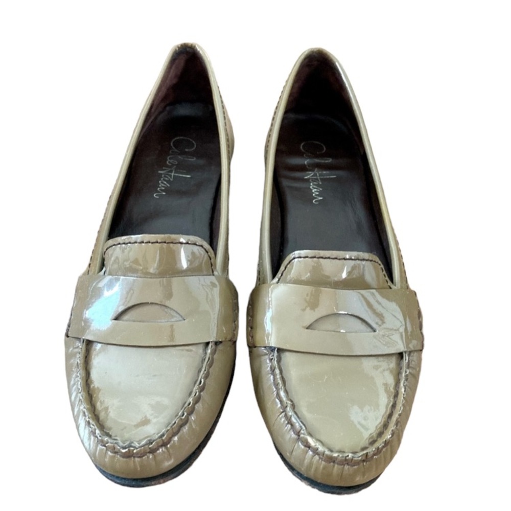 Nike Air x Cole Haan Monroe Shiny Taupe Patent Leather Academic Penny Loafers